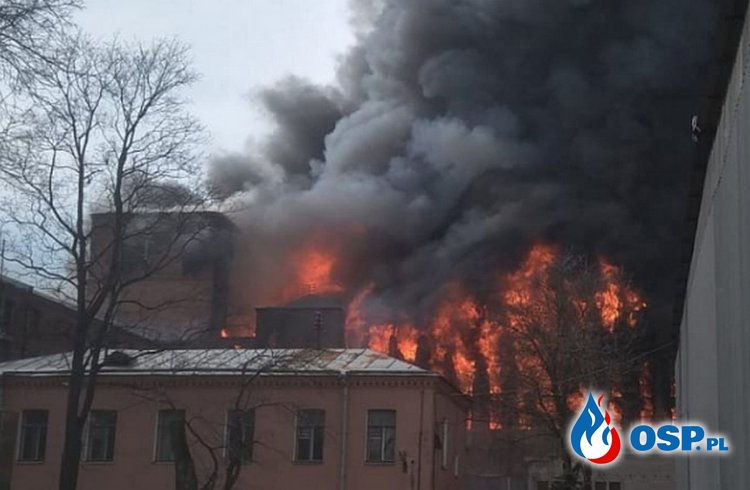 Ogromny pożar XIX-wiecznego budynku. "Zginęło dwóch strażaków". OSP Ochotnicza Straż Pożarna