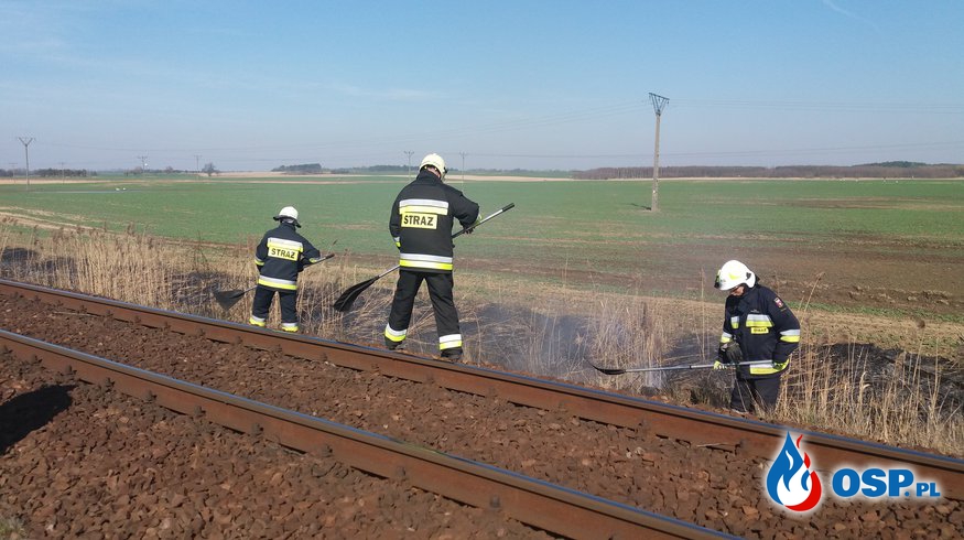 Pożar trzciny i trawy przy nasypie kolejowym OSP Ochotnicza Straż Pożarna