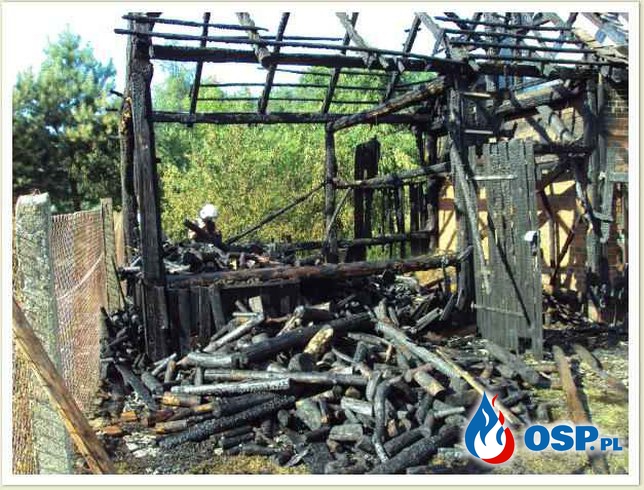 Rzecin - pożar budynku gospodarczego OSP Ochotnicza Straż Pożarna