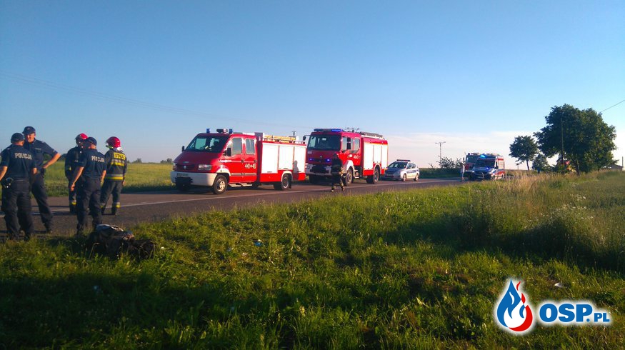 Wypadek na trasie Cerkwica-Trzebiatów 24.06.2016r. OSP Ochotnicza Straż Pożarna