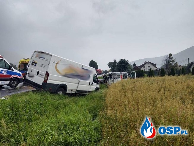 Dwa busy i ciężarówka zderzyły się na DK 75 pod Nowym Sączem OSP Ochotnicza Straż Pożarna