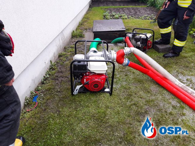 Wypompowywanie wody zalewającej budynek mieszkalny w Czartowicach OSP Ochotnicza Straż Pożarna