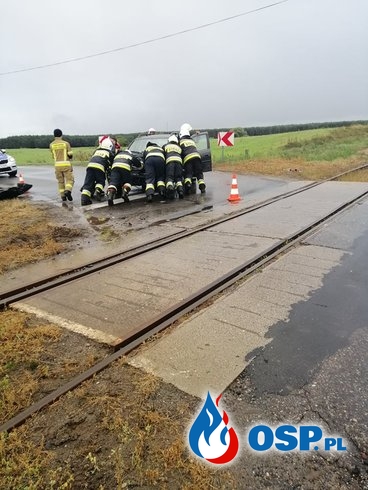 Wypadek na przejezdzie kolejowym OSP Ochotnicza Straż Pożarna