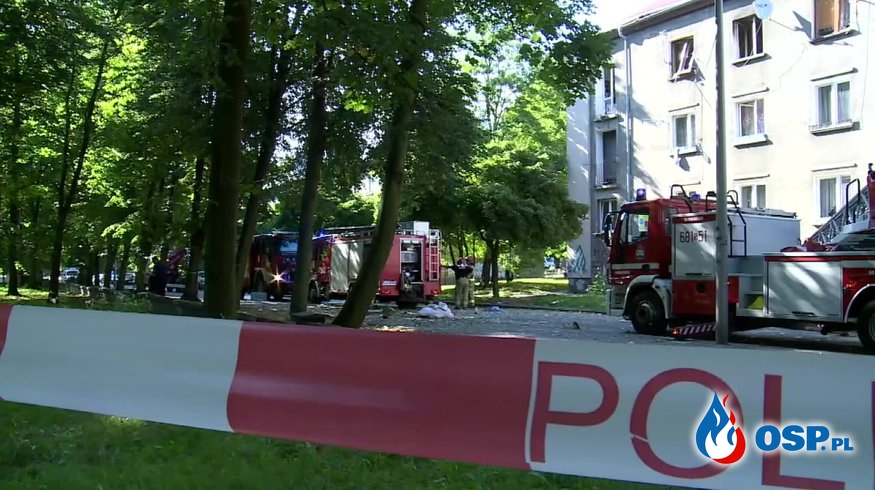Wybuch gazu zniszczył mieszkanie w Zawierciu. Pięć osób zostało rannych. OSP Ochotnicza Straż Pożarna