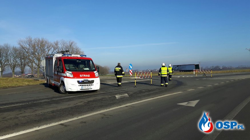 Wypadek drogowy na trasie Biała-Lubrza DW 414 OSP Ochotnicza Straż Pożarna