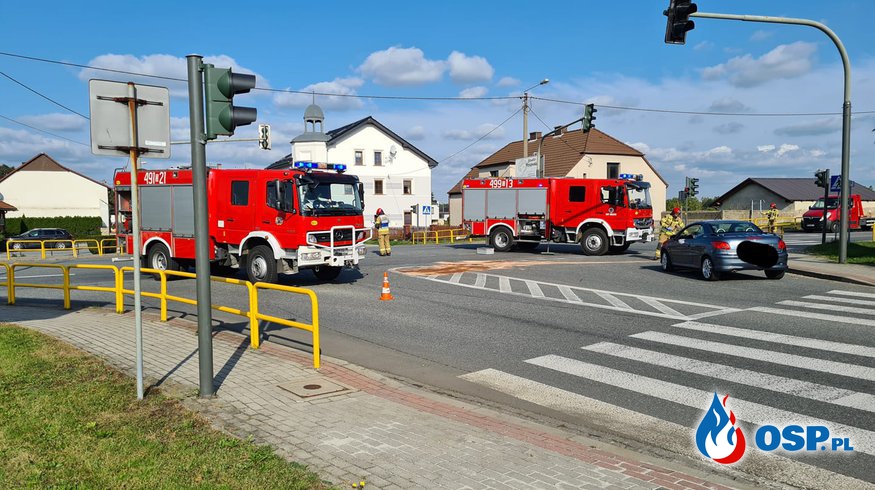 Wypadek na skrzyżowaniu w miejscowości Izbicko OSP Ochotnicza Straż Pożarna