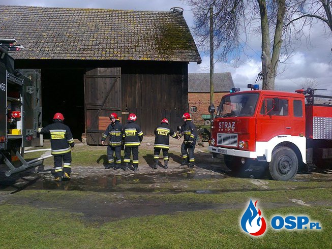 Pożar stodoły, Chomętowo 02.04.2015r. OSP Ochotnicza Straż Pożarna