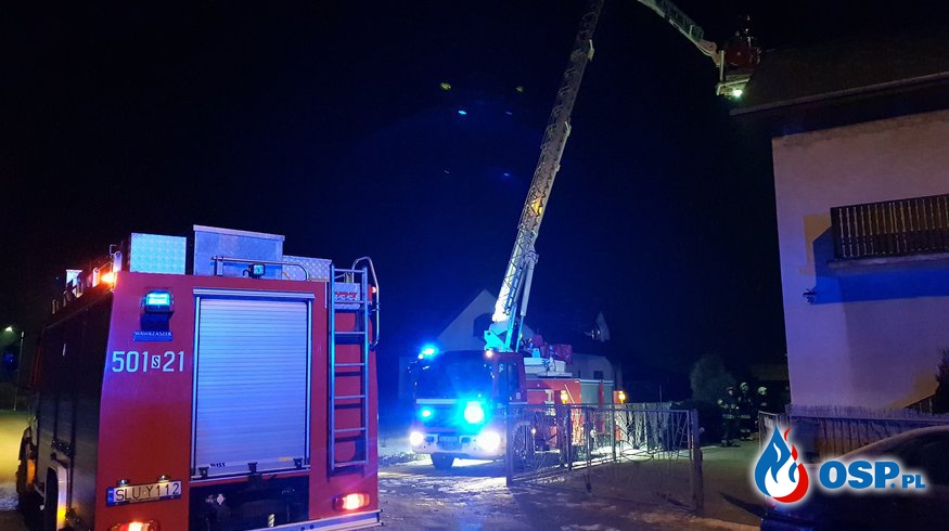 Pożar przewodu kominowego w Lubecku. OSP Ochotnicza Straż Pożarna