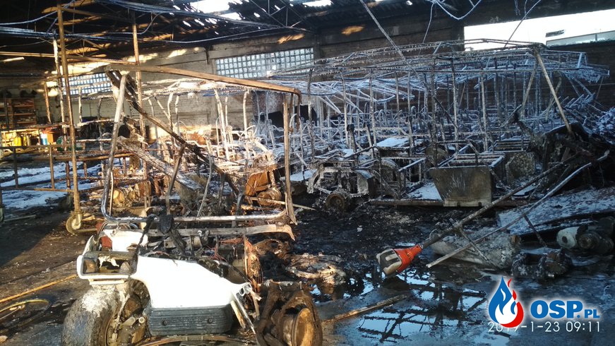 2019-01-23 godz. 6:45 pożar hali w Konarzewie OSP Ochotnicza Straż Pożarna