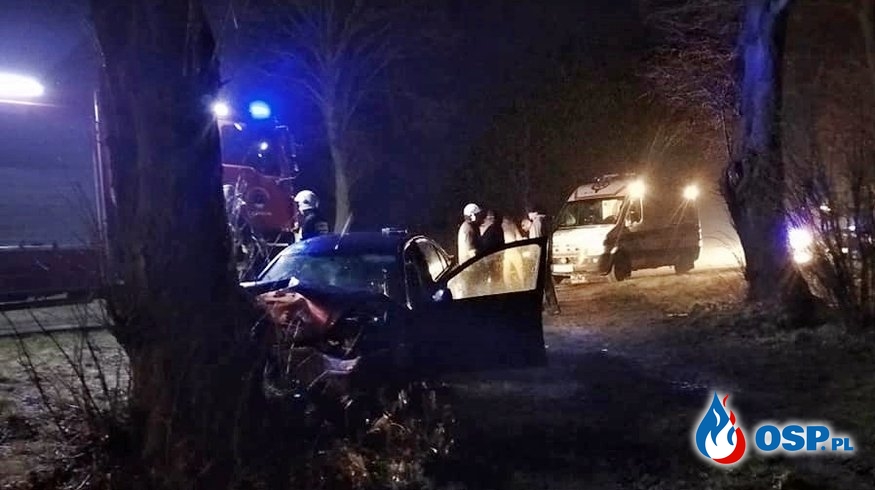 Strażacy wracając ze szkolenia natknęli się na rozbity samochód OSP Ochotnicza Straż Pożarna