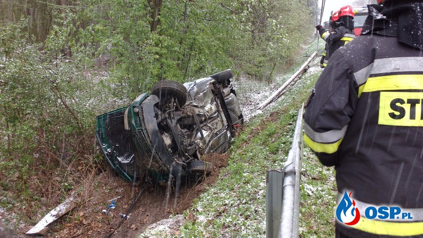 Wypadek drogowy z udziałem samochodu osobowego na drodze powiatowej Przecław- Radomyśl Wielki OSP Ochotnicza Straż Pożarna
