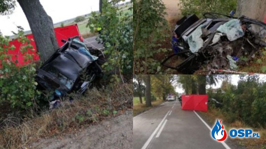 Kierowca BMW zginął w wypadku, po zderzeniu się trzech samochodów. OSP Ochotnicza Straż Pożarna