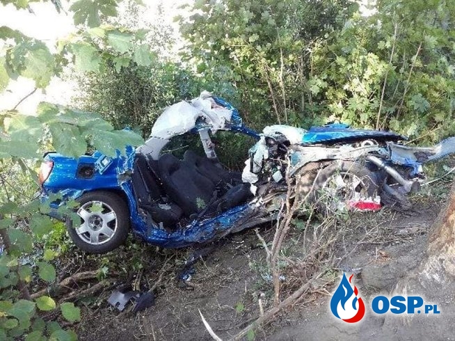 Zderzenie subaru z fiatem na Śląsku. Dwie osoby nie żyją, trzy są ranne. OSP Ochotnicza Straż Pożarna