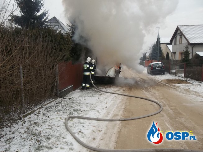 Pożar kontenera ze śmieciami-Gruszczyn. 5.01.16r OSP Ochotnicza Straż Pożarna