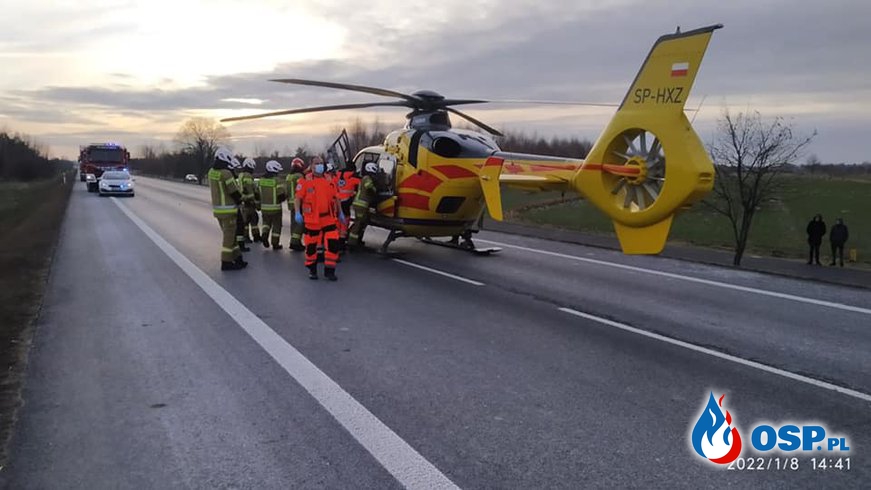 6 osób rannych po czołowym zderzeniu na obwodnicy Lubartowa. W akcji śmigłowiec LPR. OSP Ochotnicza Straż Pożarna