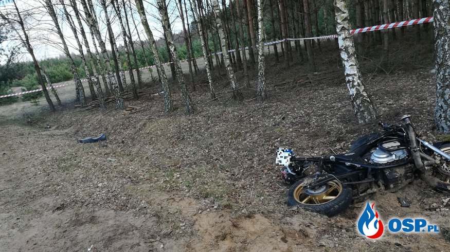 Wypadek motocyklisty z osobówką OSP Ochotnicza Straż Pożarna