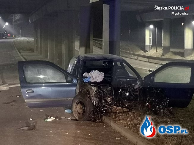 16-latek uciekał autem przed policją. Rozbił pojazd, trzy osoby są ranne. OSP Ochotnicza Straż Pożarna