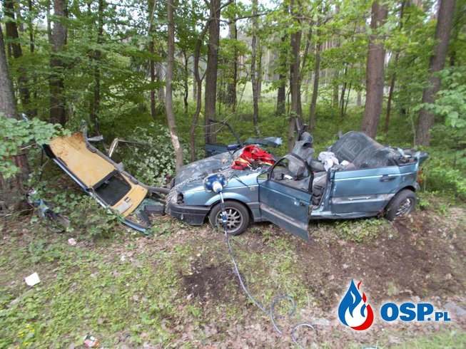 Wypadek na DW 789 pomiędzy miejscowościami Woźniki i Dyrdy OSP Ochotnicza Straż Pożarna