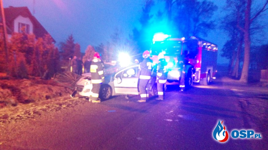 Wypadek w Dalwinie jedna osoba poszkodowana OSP Ochotnicza Straż Pożarna
