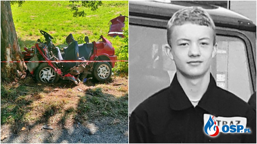 19-letni druh OSP zginął w wypadku. Jego auto uderzyło w drzewo. OSP Ochotnicza Straż Pożarna