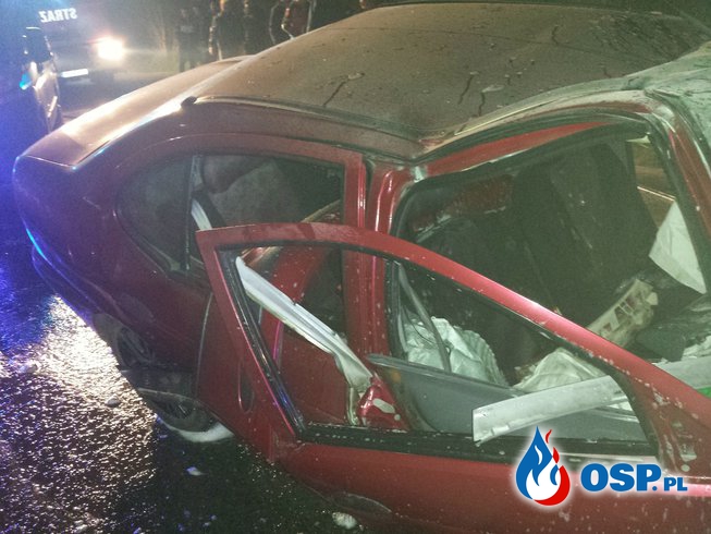 Wypadek samochodu osobowego OSP Ochotnicza Straż Pożarna