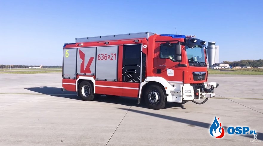 Nowy wóz GBA Rosenbauer MAN w LSRG Katowice Airport. OSP Ochotnicza Straż Pożarna