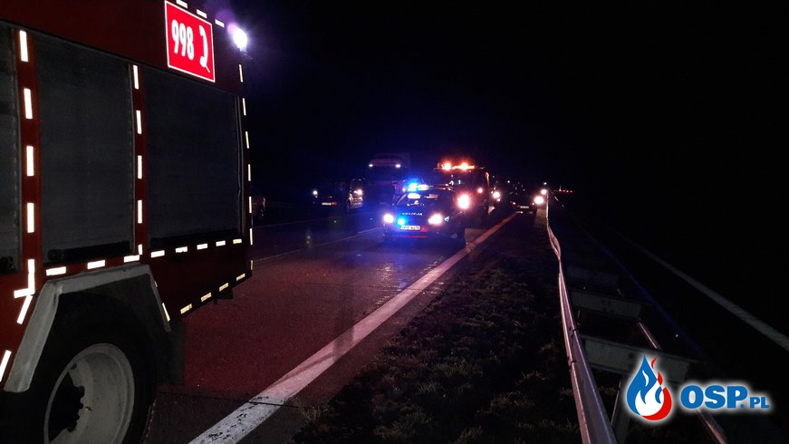 Wypadek na autostradzie A2 Lubuskie OSP Ochotnicza Straż Pożarna