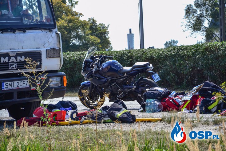 Wypadek motocyklisty w Opolu. W akcji LPR. OSP Ochotnicza Straż Pożarna