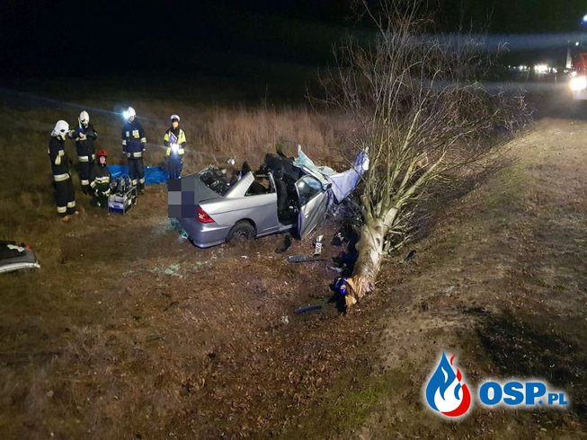 Honda ścięła drzewo. Strażacy musieli wycinać kierowcę. OSP Ochotnicza Straż Pożarna
