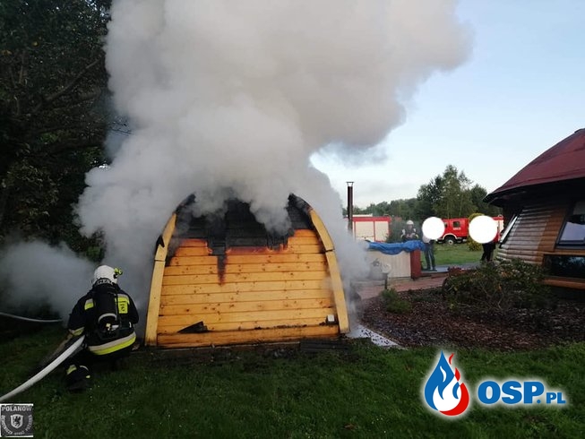 Pożar sauny na Pomorzu. W akcji ochotnicy z Polanowa i Żydowa. OSP Ochotnicza Straż Pożarna