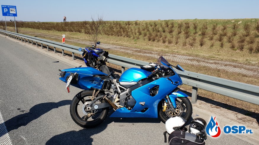 wypadek motocyklistów OSP Ochotnicza Straż Pożarna