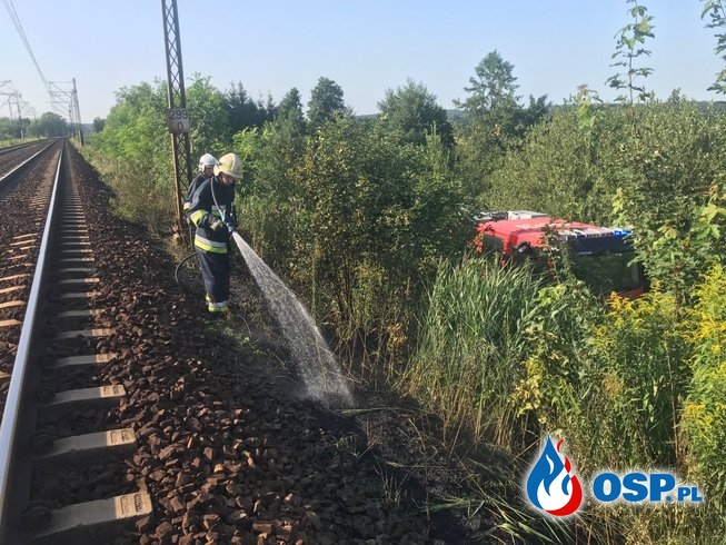 107/2019 Pożar trawy przy nasypie kolejowym OSP Ochotnicza Straż Pożarna