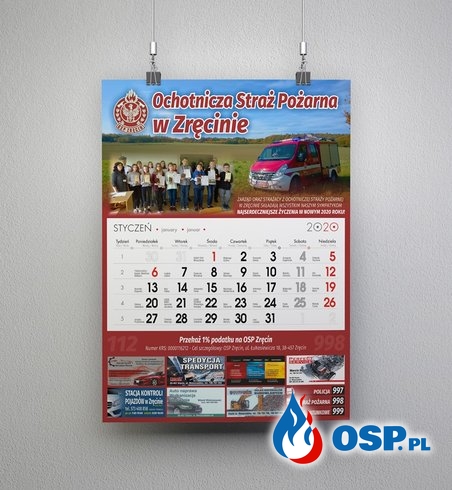Jest nowy kalendarz OSP Zręcin na rok 2020 OSP Ochotnicza Straż Pożarna