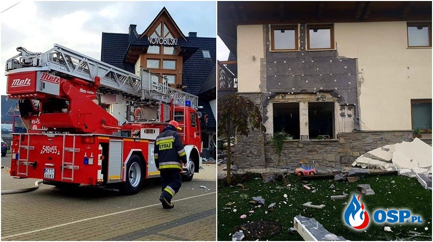 Eksplozja gazu w hotelu w Białce Tatrzańskiej. 6 osób poszkodowanych. OSP Ochotnicza Straż Pożarna