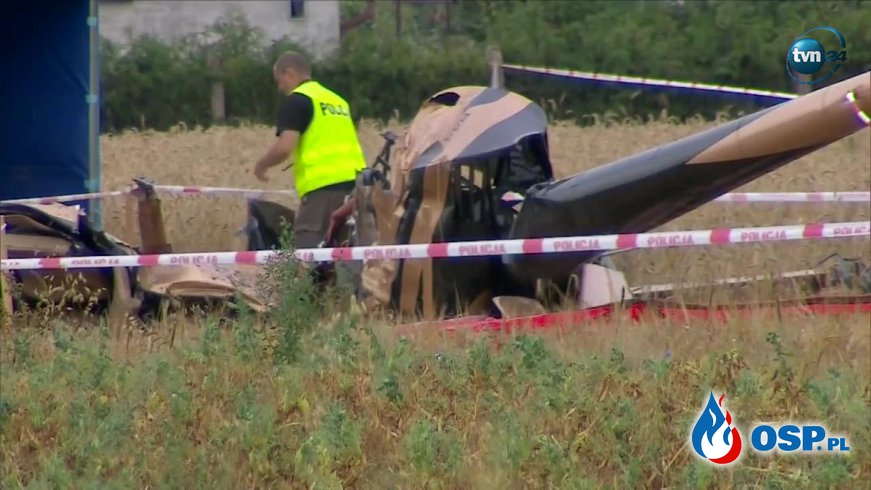 Ojciec z dwoma synami lecieli helikopterem, który rozbił się pod Opolem. OSP Ochotnicza Straż Pożarna