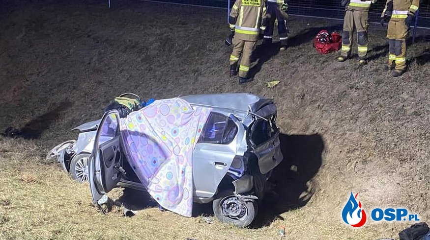 Pasażer auta nie żyje, dwoje dzieci rannych. Ciężarówka uderzyła w samochód Ukraińców na trasie S3. OSP Ochotnicza Straż Pożarna