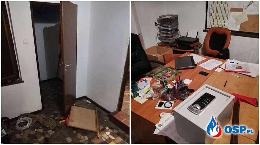Włamanie do remizy OSP ORW Opole. Złodzieje ukradli pieniądze, zniszczyli drzwi i okno. OSP Ochotnicza Straż Pożarna