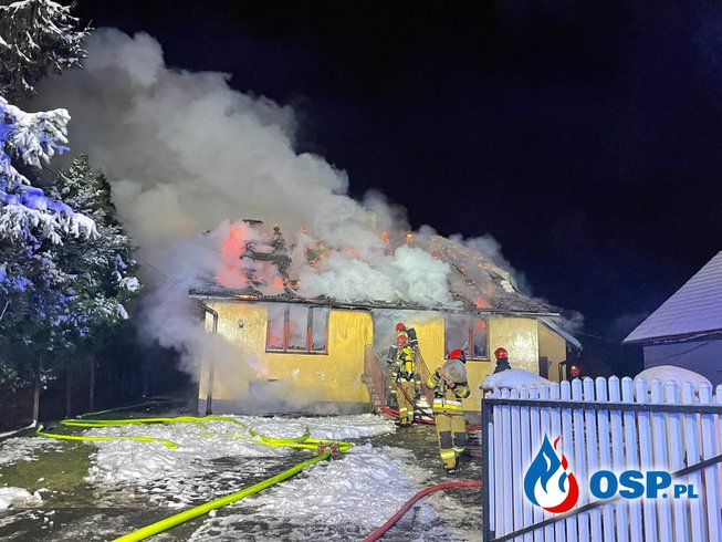 Pożar domu w Brzeziu OSP Ochotnicza Straż Pożarna