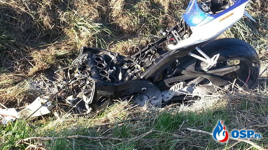 Wypadek motocyklisty na DW 414 na wysokości obwodnicy Białej OSP Ochotnicza Straż Pożarna