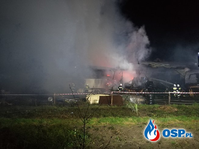 Pożar Stolarni w Grebieniu OSP Ochotnicza Straż Pożarna