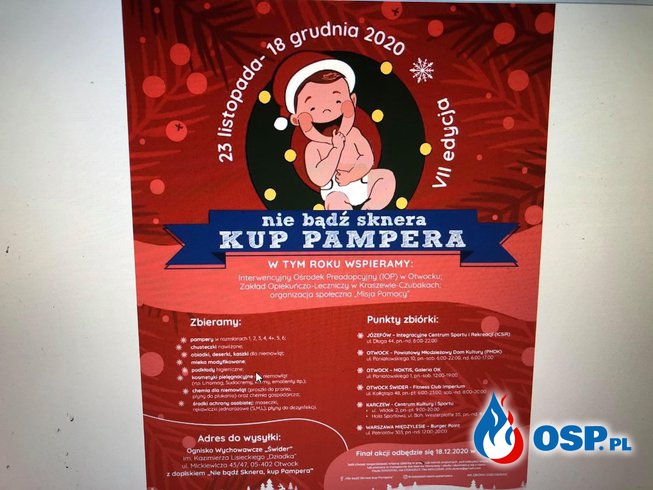 " # nie bądź sknera KUP PAMPERA " - IOP w Otwocku - Fundacja Rodzin Adopcyjnych OSP Ochotnicza Straż Pożarna
