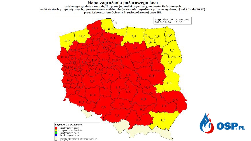 Najwyższy stopień zagrożenia pożarowego w większości polskich lasów OSP Ochotnicza Straż Pożarna