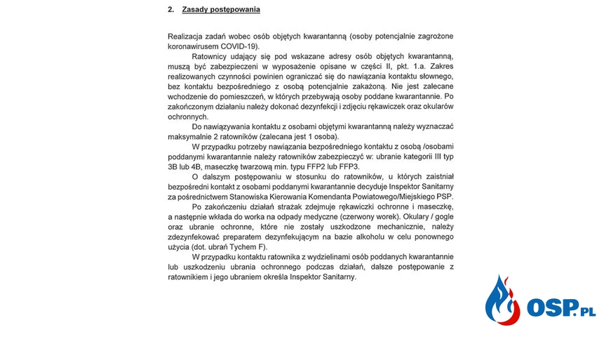 KG PSP wydał wytyczne dla OSP w KSRG w związku z Koronawirusem OSP Ochotnicza Straż Pożarna