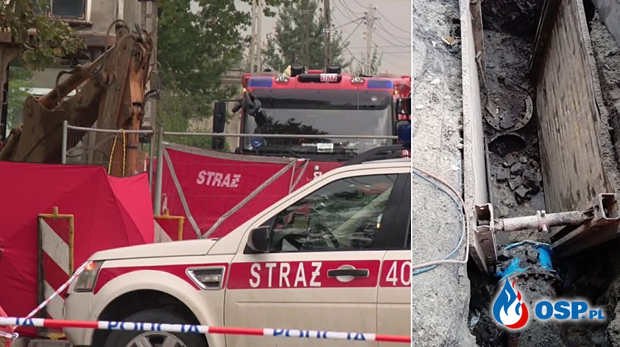 Wybuch podczas prac ziemnych na Śląsku. Jedna osoba nie żyje, trzy są ranne. OSP Ochotnicza Straż Pożarna