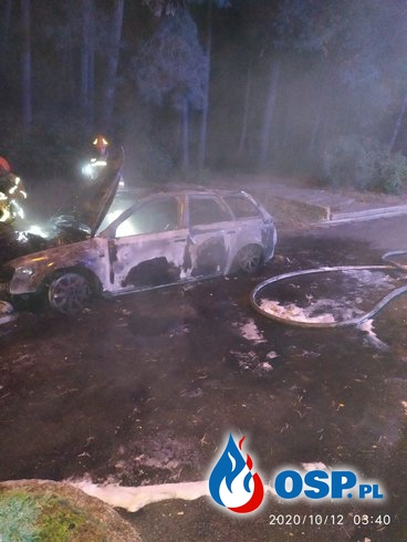 Nocny pożar samochodu w Ciborzu OSP Ochotnicza Straż Pożarna