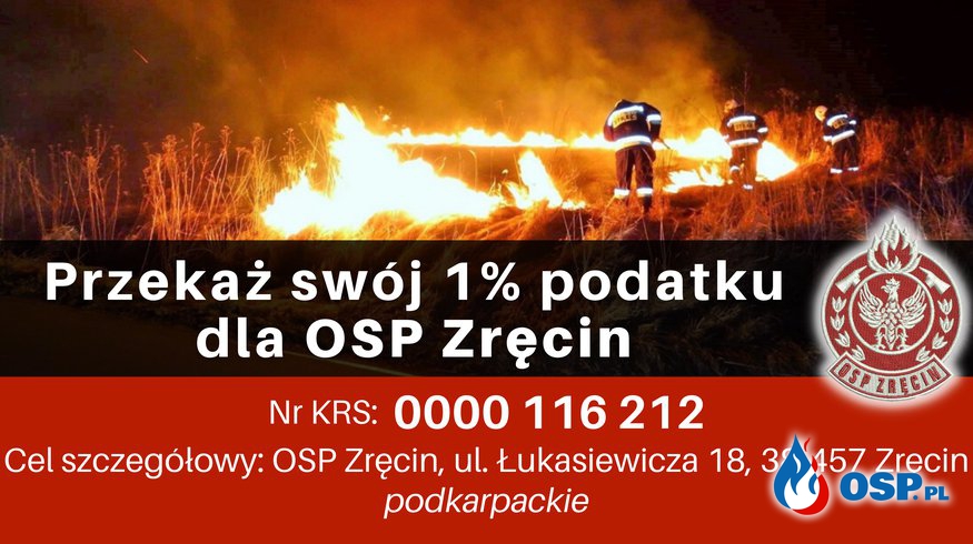 Przekaż 1% podatku dla OSP Zręcin OSP Ochotnicza Straż Pożarna