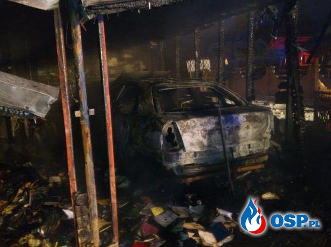 Popowo - pożar garażu OSP Ochotnicza Straż Pożarna