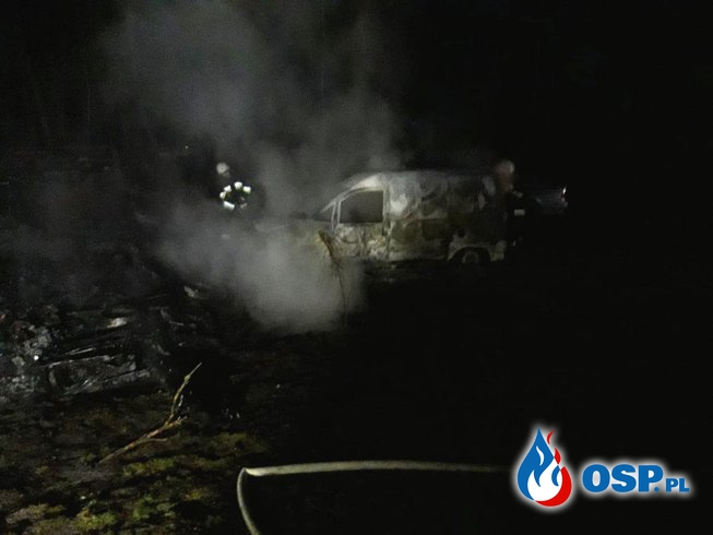 27/2019 Nocny pożar altany oraz samochodu w Naroście! OSP Ochotnicza Straż Pożarna