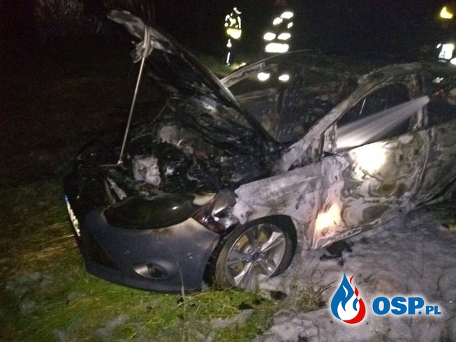 "Świadkowie słyszeli dwa wybuchy". Pożar samochodu pod Mielcem. OSP Ochotnicza Straż Pożarna