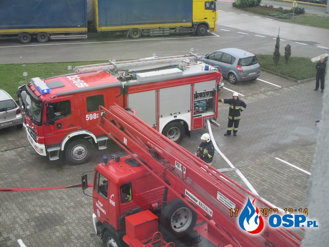 Amica Wronki - Wydział płyt grzejnych - pożar w szatni. OSP Ochotnicza Straż Pożarna